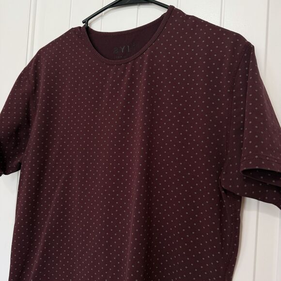 BYLT Other - BYLT Drop Cut Lux Short Sleeve Shirt Men’s Medium Maroon Polka Dot Perfomance